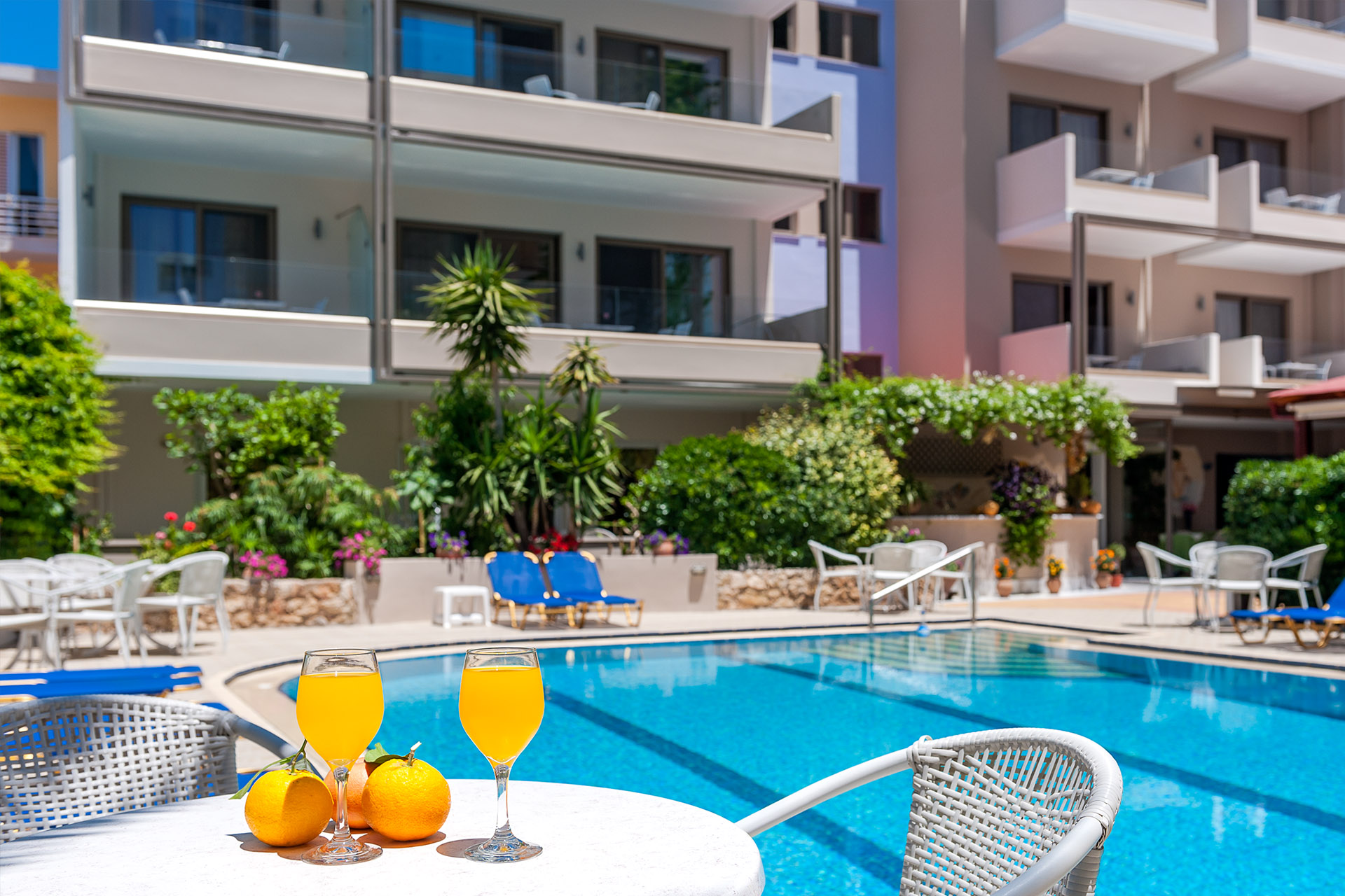 Hotel view of the pool outside